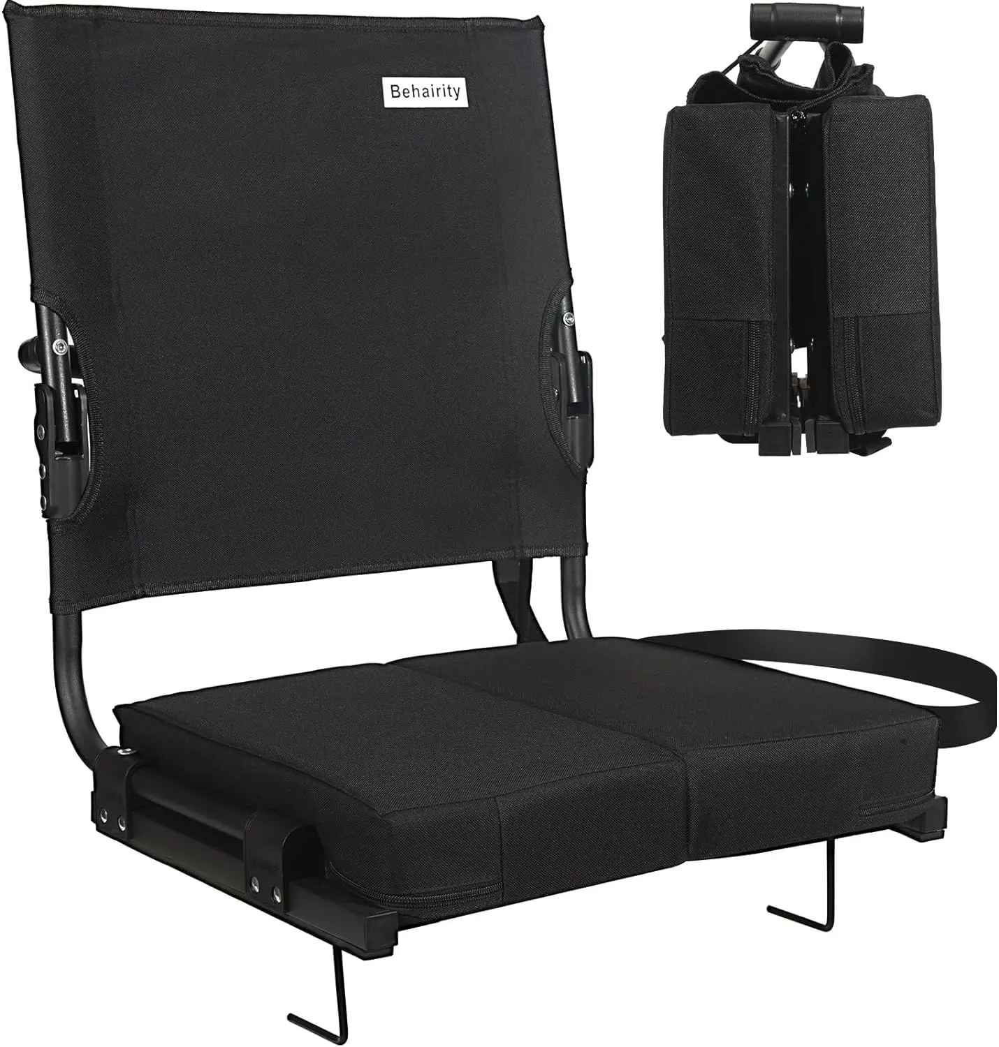 Stadium Seats for Bleachers with Back Support Wide, Portable Bleacher Chairs with Highest Back and Thick Cushion, Folding Padded Stadium Chair for Adults at Sports Events and Concerts. (Black)