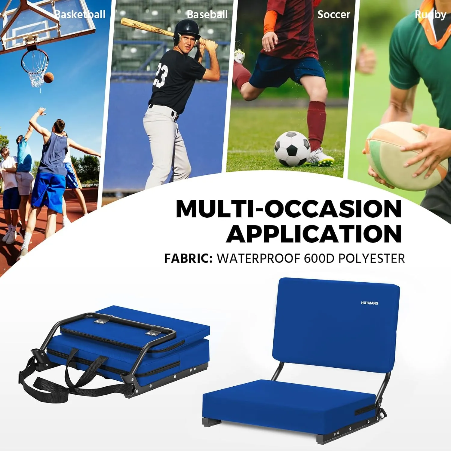 Stadium Seats for Bleachers with Back Support,Stadium Seating for Bleachers with Comfy Padded Active Foam Backs,Portable Folding Stadium Chair with Shoulder Strap,Bleacher Chairs with Back
