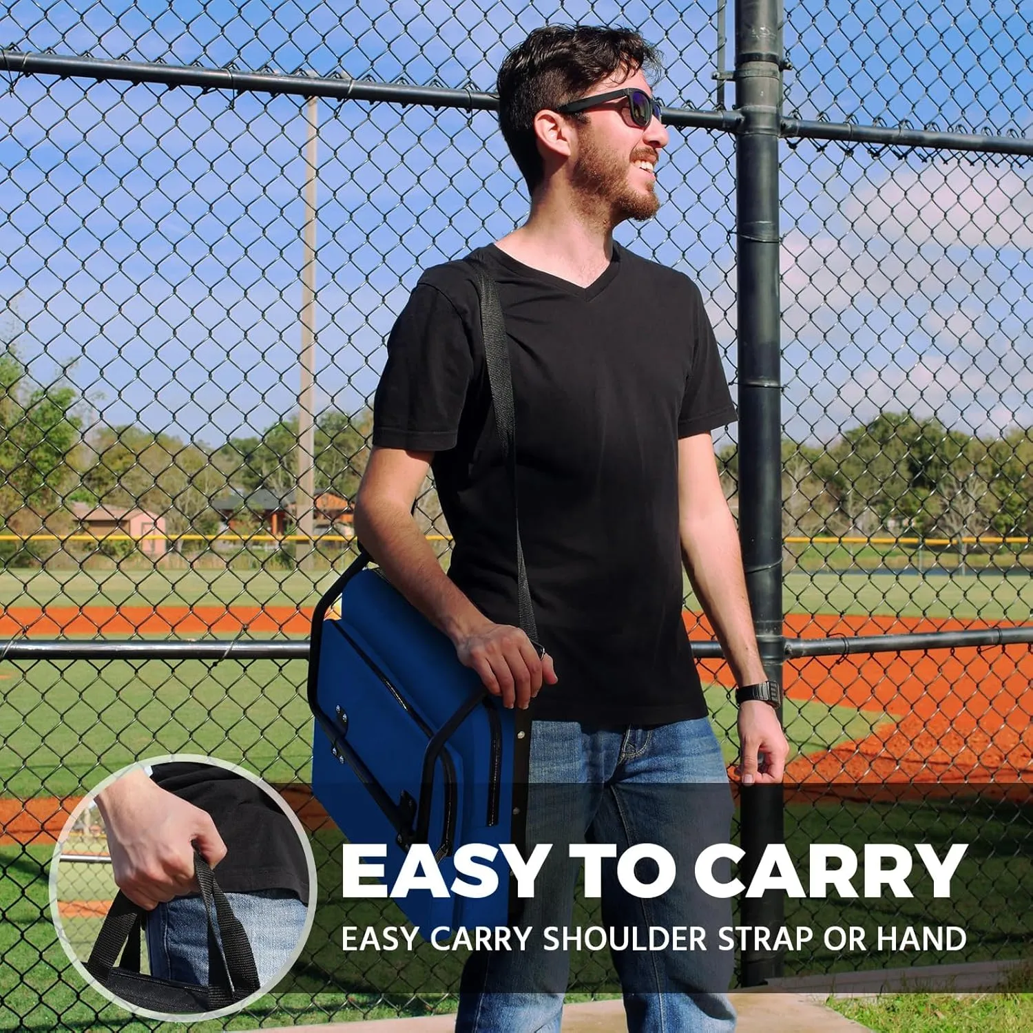 Stadium Seats for Bleachers with Back Support,Stadium Seating for Bleachers with Comfy Padded Active Foam Backs,Portable Folding Stadium Chair with Shoulder Strap,Bleacher Chairs with Back