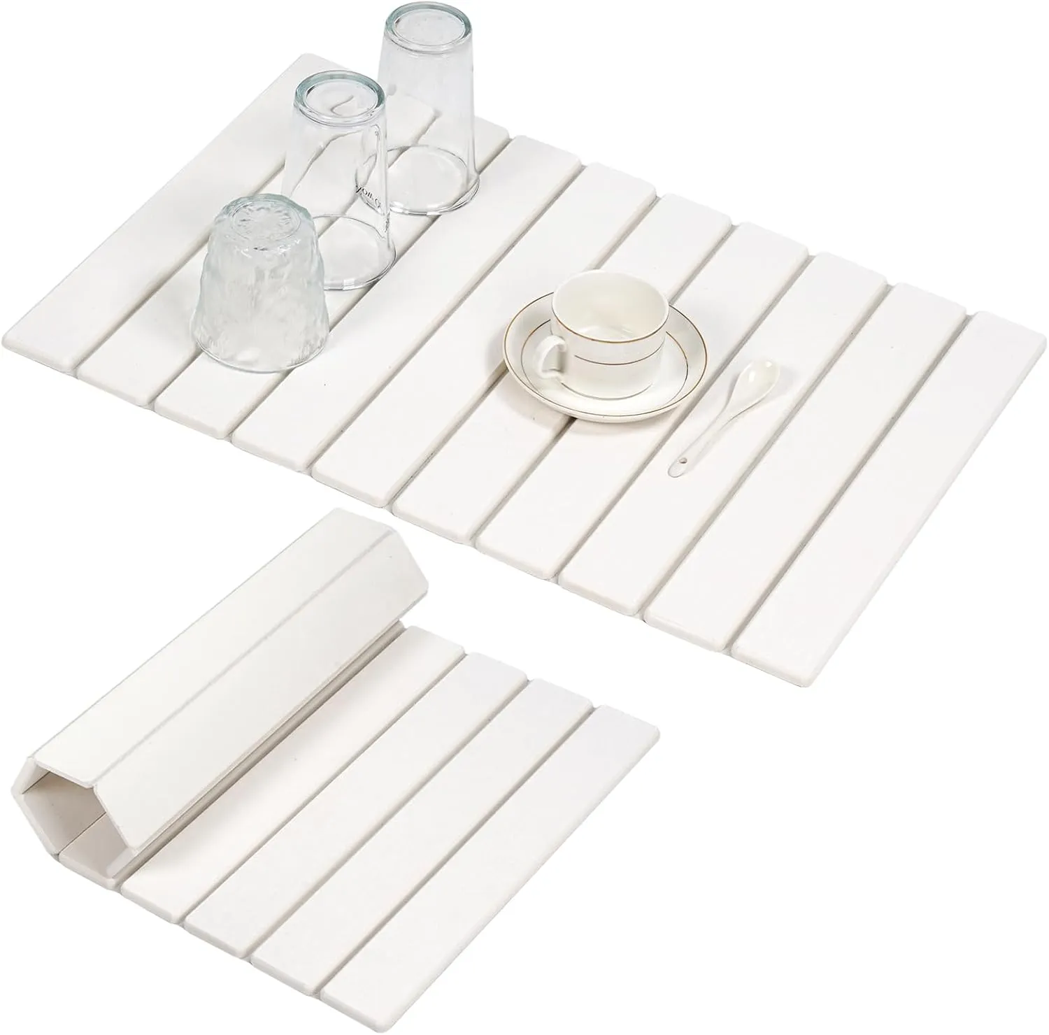 Stone Drying Mat for Kitchen Counter, Large Stone Dish Drying Mat Foldable, Absorbent Diatomaceous Earth Bath Mat Quick Dry for Kitchen Dishes Bottles Cups Bathroom Any Countertop 23" x 15.3"