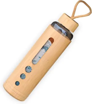 Stylish Glass Water Bottle, Sustainable 550ml (19oz) BPA-Free Reusable Bottle with Wide Mouth and Wooden Design, Great Gift for Boyfriend, Girlfriend, Ideal for Home, Gym, Office, & Travel