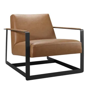 Summit Vegan Leather Lounge Chair in Tan Vegan Leather