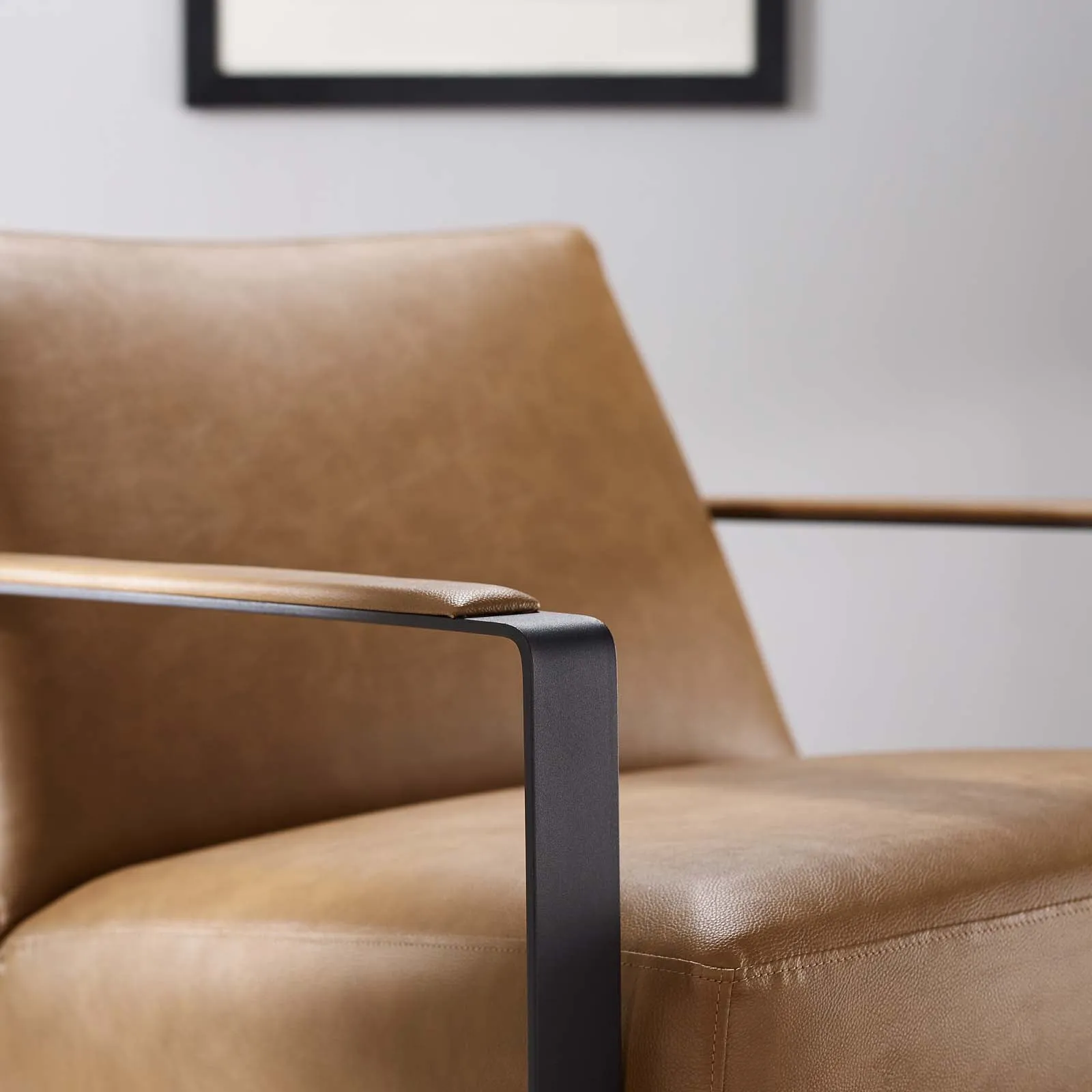 Summit Vegan Leather Lounge Chair in Tan Vegan Leather