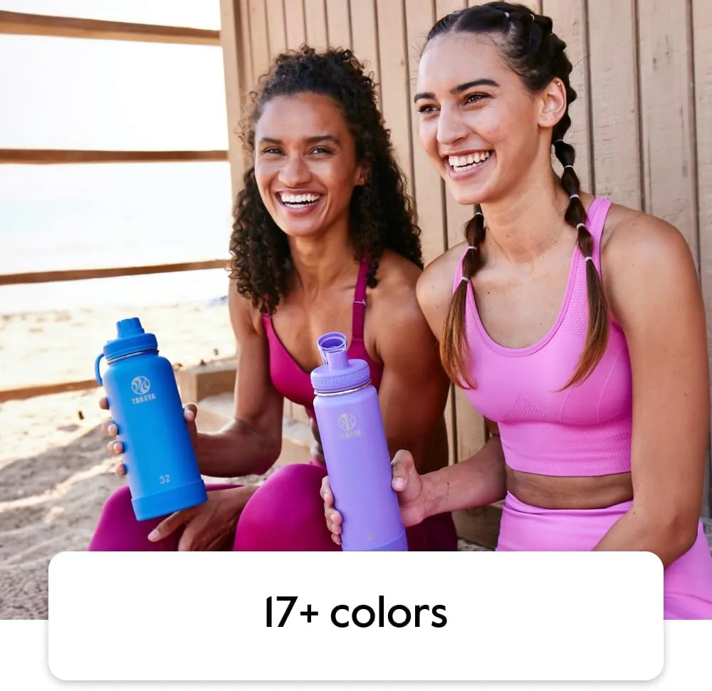 Takeya Actives Water Bottle with Straw Lid - Durable & Easy-Care Water Bottle with Stainless Steel Insulation - BPA-Free Lid with Carry Handle & Straw - Dishwasher-Safe - 64 oz, Bluestone