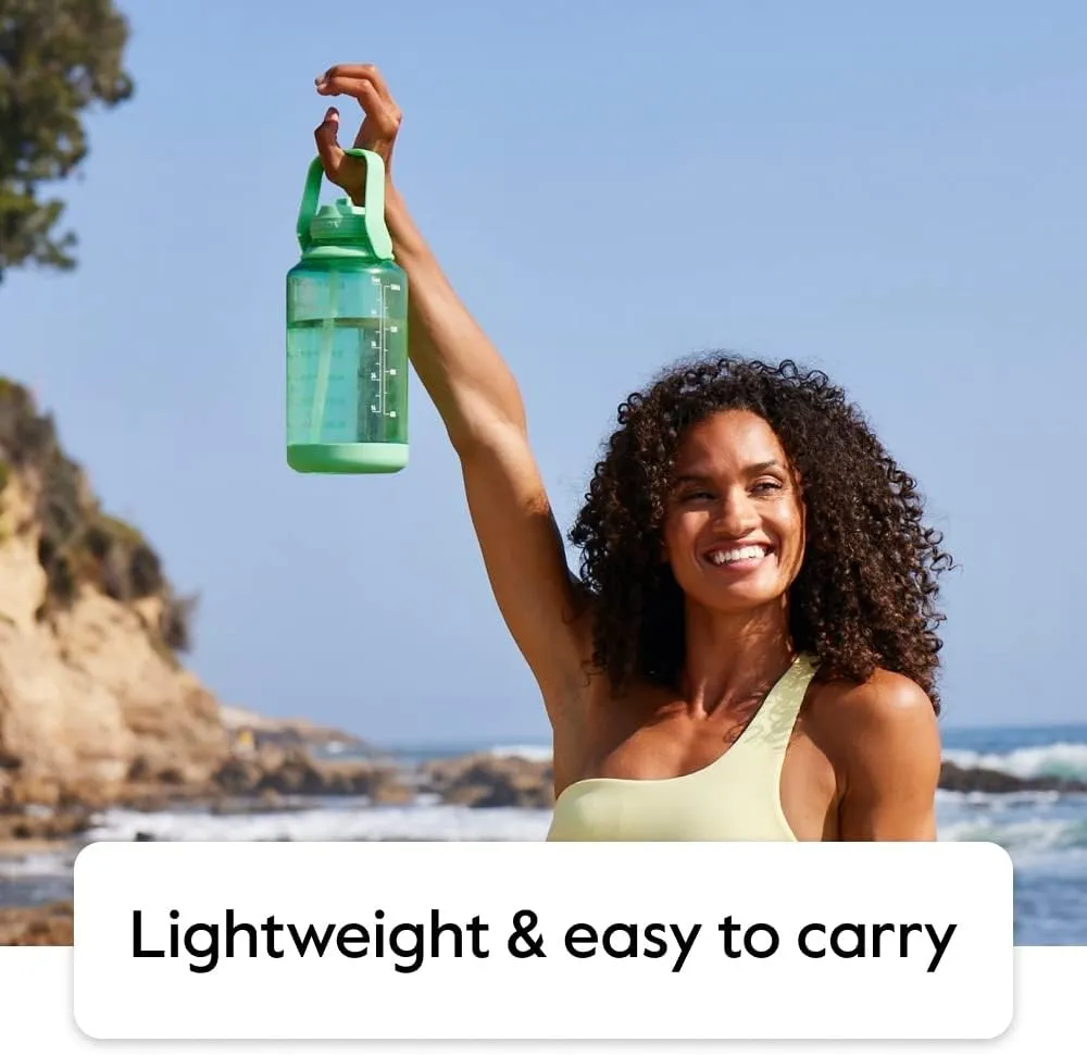 Takeya Tritan Motivational Water Bottle with Straw Lid - Durable, BPA-Free - With Time Marker - Leakproof & Non-Slip Bumper - 64 oz, Vivacity Purple