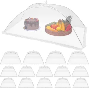 Tanlade 16 Pcs Mesh Food Cover Food Tent Set Reusable Collapsible Pop up Food Nets for Outdoors Summer Party Picnic, 2 Pcs 40" x 24", 4 Pcs 17" x 17", 5 Pcs 14" x 14", 5 Pcs 12" x 12" (White)