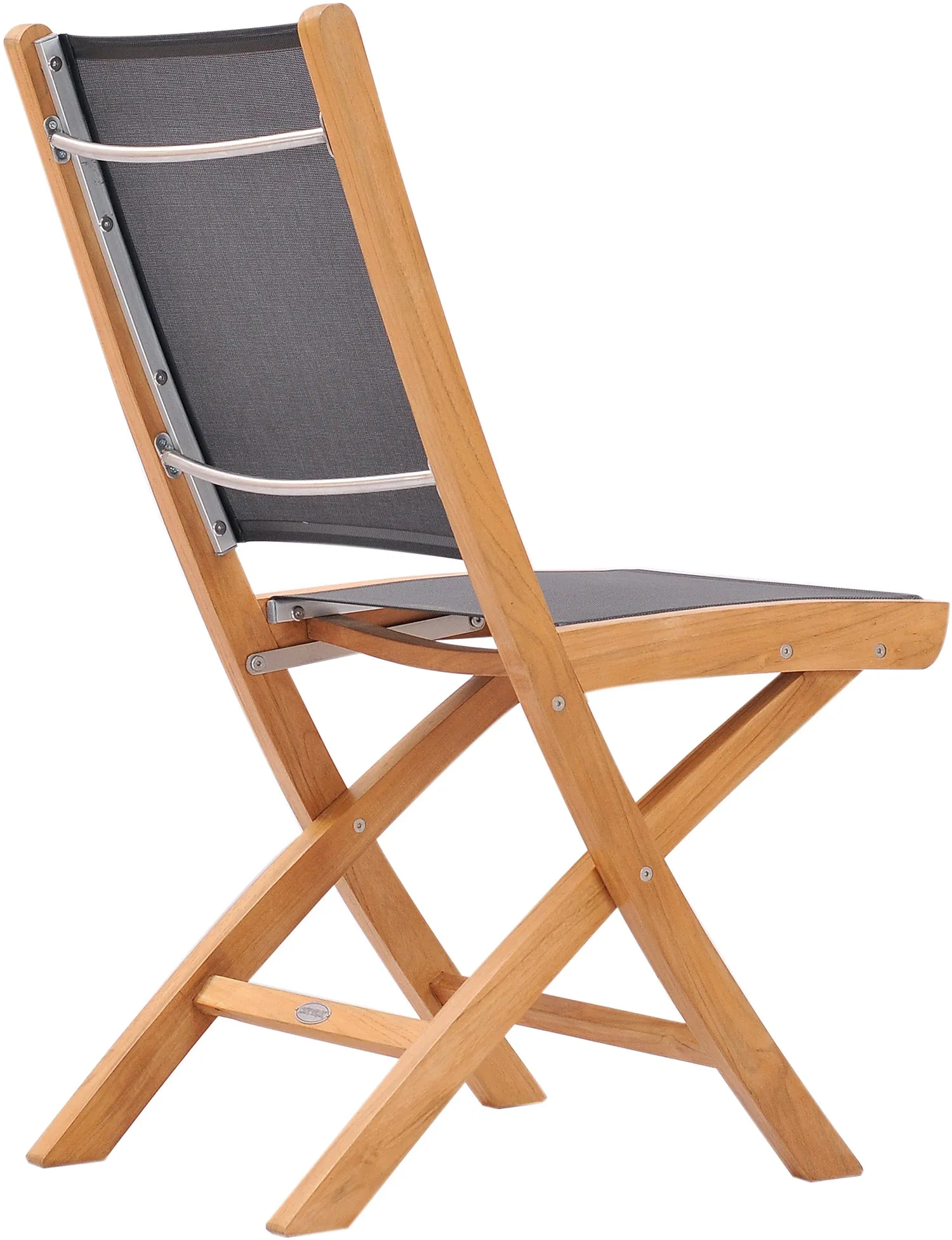 Teak Wood Miami Folding Side Chair, Black (set of 2)