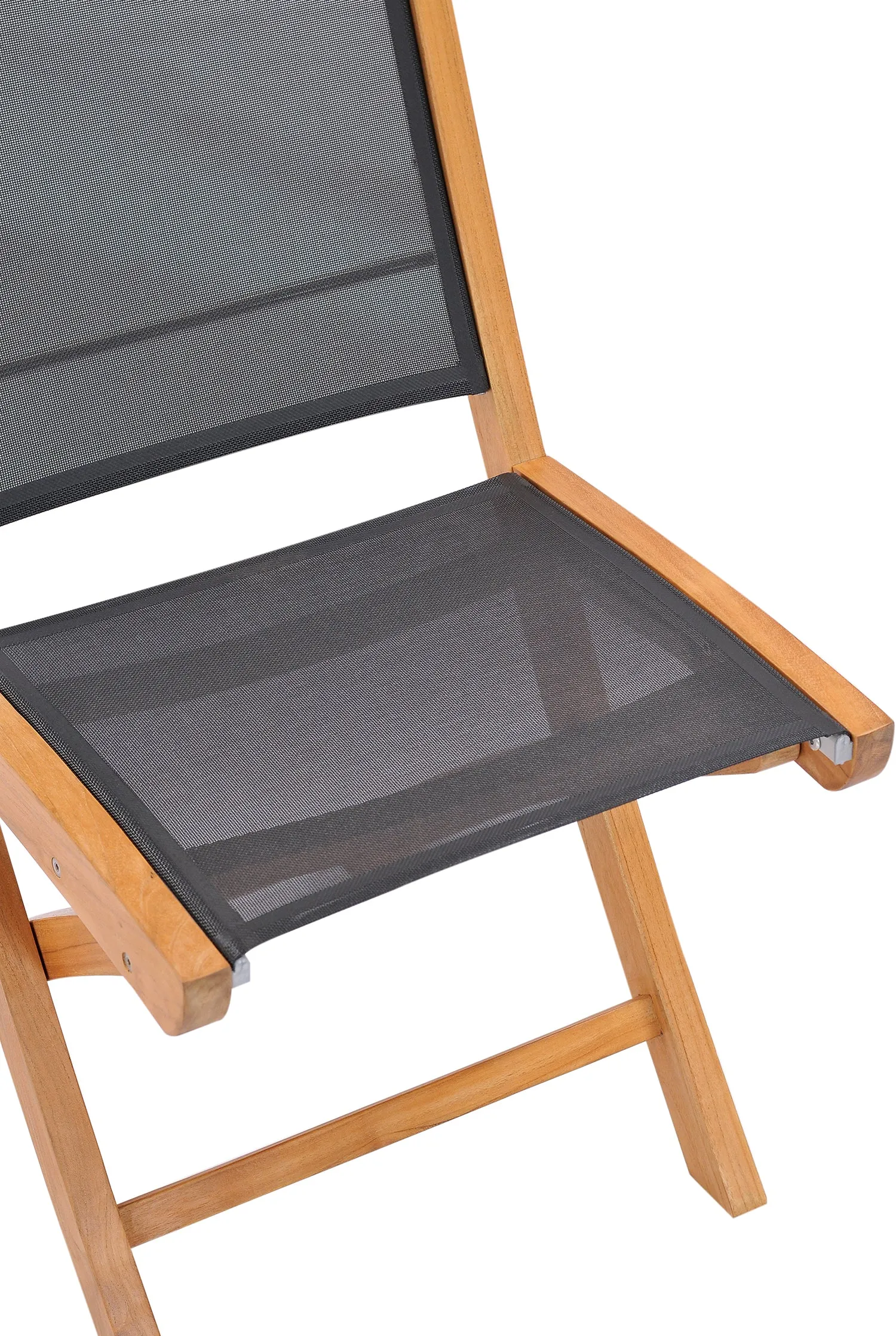 Teak Wood Miami Folding Side Chair, Black (set of 2)