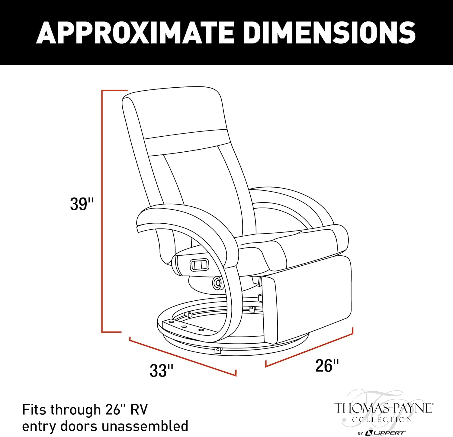 THOMAS PAYNE RV Euro Recliner with Footrest - Vinyl, Norlina