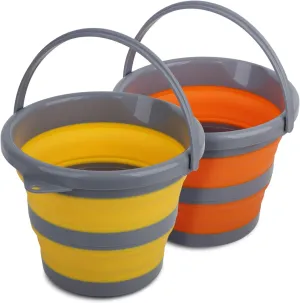 Tiawudi 2 Pack Collapsible Plastic Bucket with 1.32 Gallon (5L) Each, Foldable Round Tub, Space Saving Outdoor Waterpot for Garden or Camping, Portable Fishing Water Pail