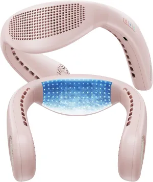 TORRAS COOLiFY Air 2025 Upgraded Neck Fan Air Conditioner, Ultra-Light Portable Fan Rechargeable, Personal Cooling Neck with 3 Modes Fan/Cooler/Heat for Travel, Camping, Outdoor Gift for Women, Pink