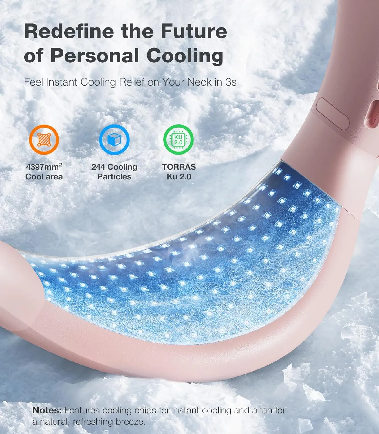 TORRAS COOLiFY Air 2025 Upgraded Neck Fan Air Conditioner, Ultra-Light Portable Fan Rechargeable, Personal Cooling Neck with 3 Modes Fan/Cooler/Heat for Travel, Camping, Outdoor Gift for Women, Pink