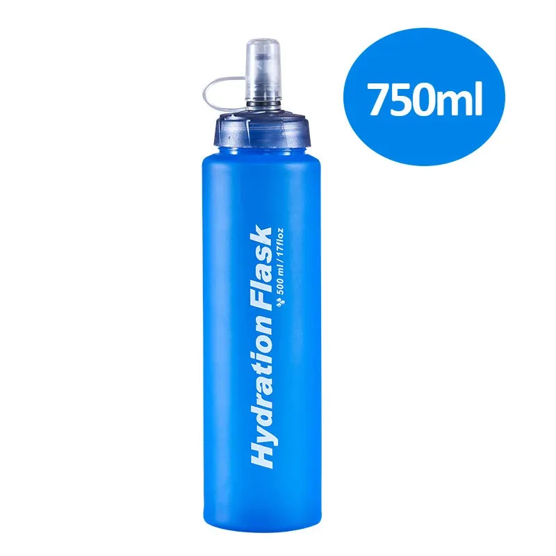 TPU Soft Flask Water Bottle: Ultralight Folding Collapsible Water Bottle for Running, Pack Waist Bag Vest
