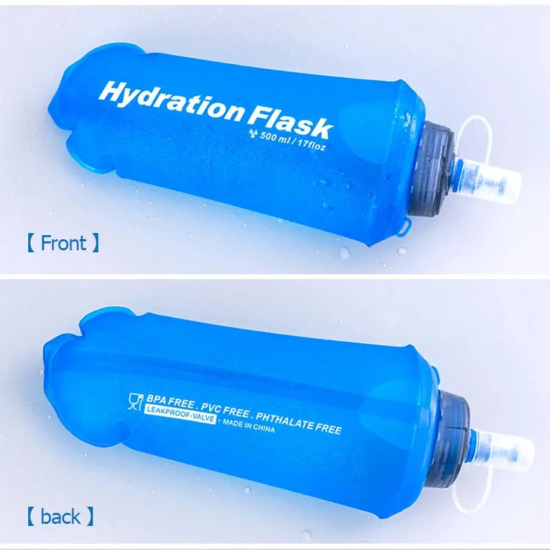 TPU Soft Flask Water Bottle: Ultralight Folding Collapsible Water Bottle for Running, Pack Waist Bag Vest