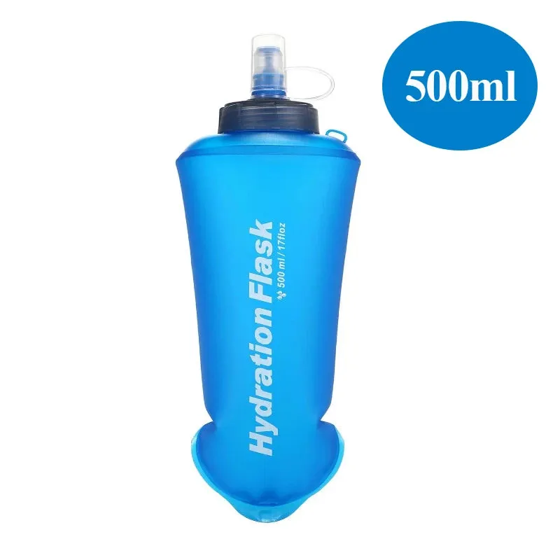 TPU Soft Flask Water Bottle: Ultralight Folding Collapsible Water Bottle for Running, Pack Waist Bag Vest