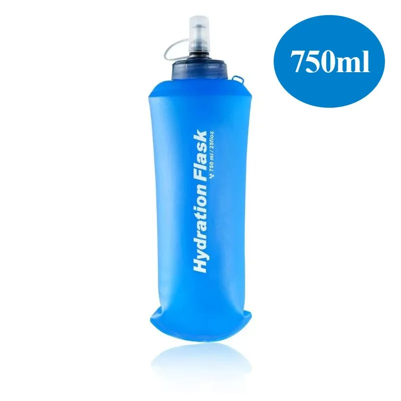 TPU Soft Flask Water Bottle: Ultralight Folding Collapsible Water Bottle for Running, Pack Waist Bag Vest