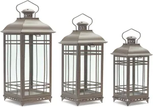 Traditional Brown Metal Lantern (Set of 3)