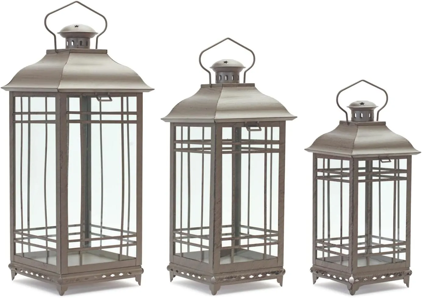 Traditional Brown Metal Lantern (Set of 3)