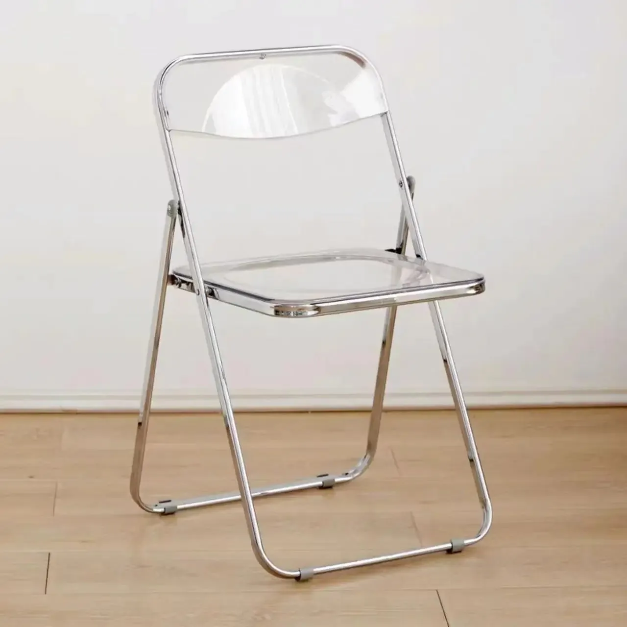 Transparent Folding Chair - Acrylic Ghost Stackable Crystal Seat-PC Plastic Living Room Seat
