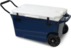 TRY & DO 50QT Wheeled Cooler Portable Ice Chest with Wheels and Handle, Ice Chest for Camping Ideal for Fishing, Travel and Other Outdoor Activities, Keeps Ice for Up to 5 Days, Navy
