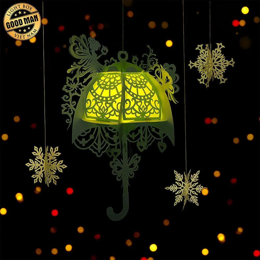 Umbrella 2 - 3D Umbrella Lantern File - 10.5x6.8" - Cricut File - LightBoxGoodMan