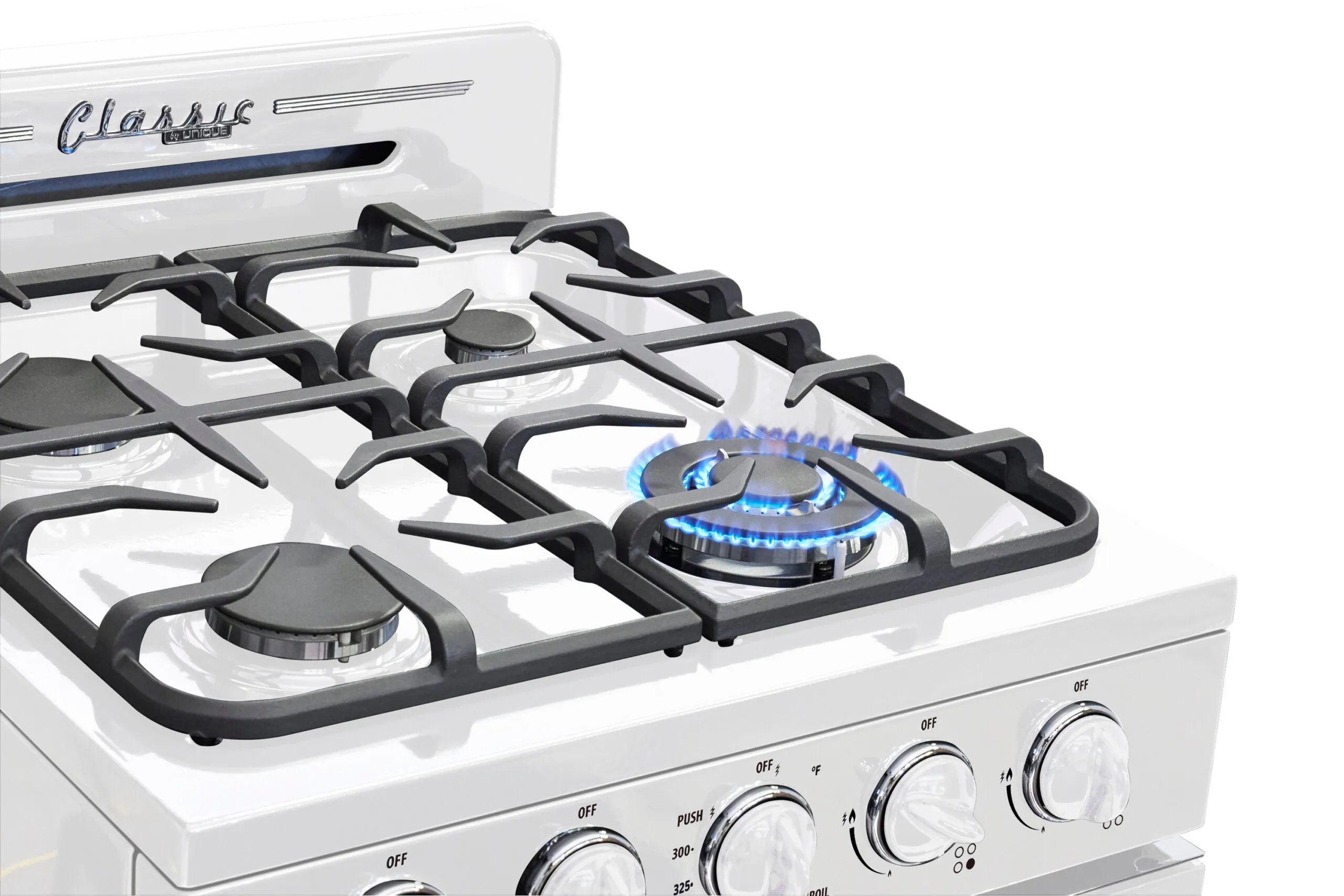 Unique 24" Classic Retro Propane Range (Battery Ignition) - White