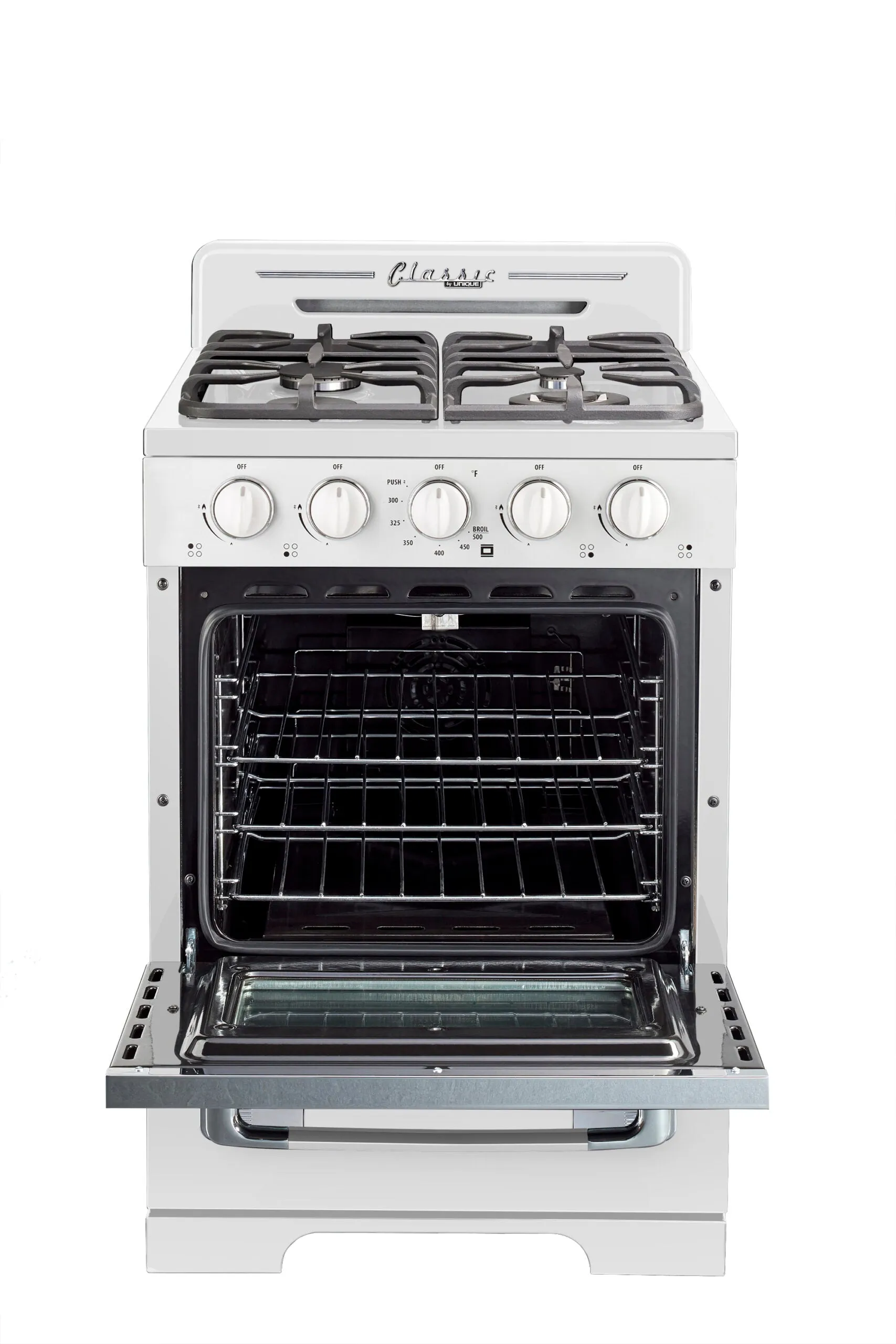 Unique 24" Classic Retro Propane Range (Battery Ignition) - White