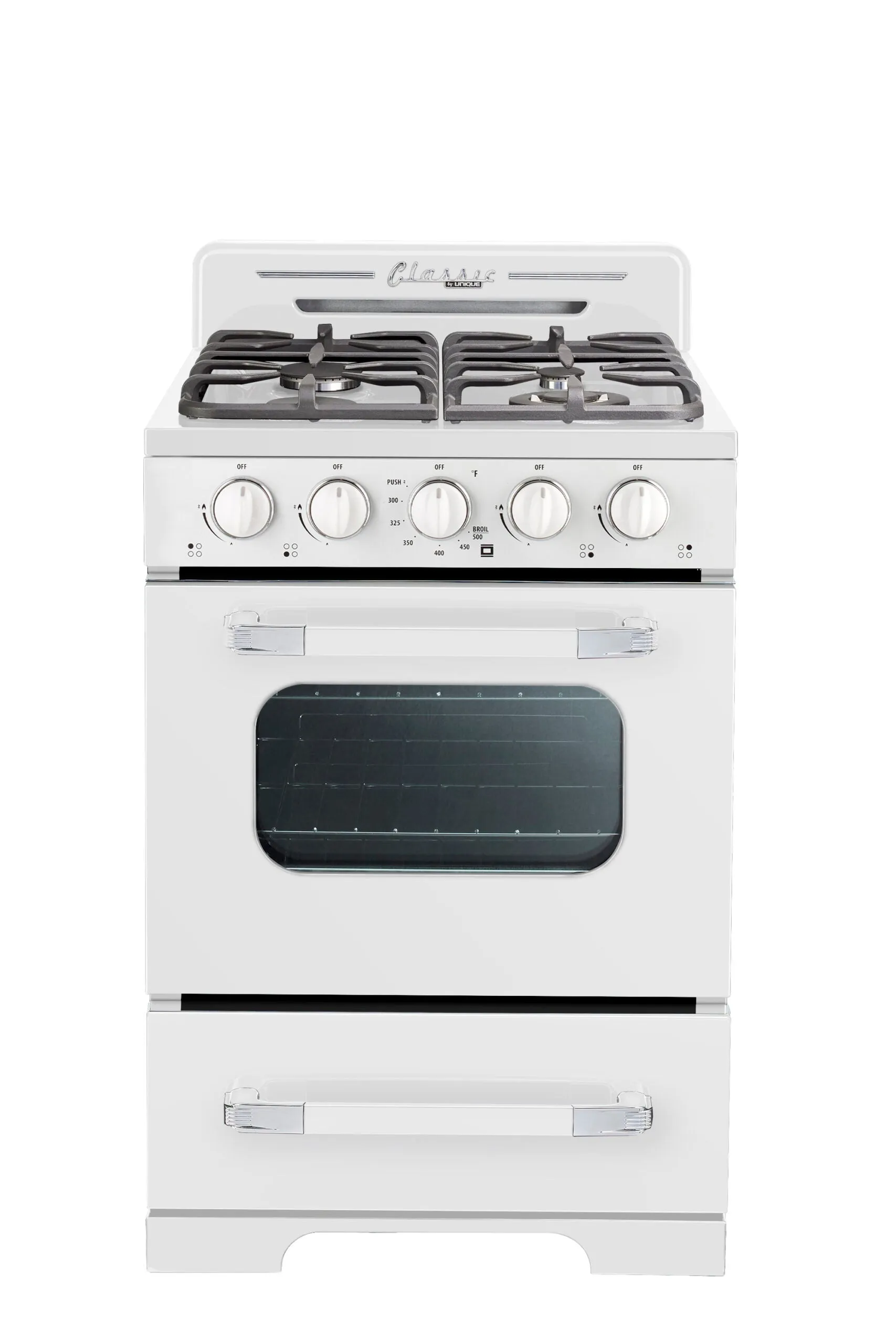 Unique 24" Classic Retro Propane Range (Battery Ignition) - White