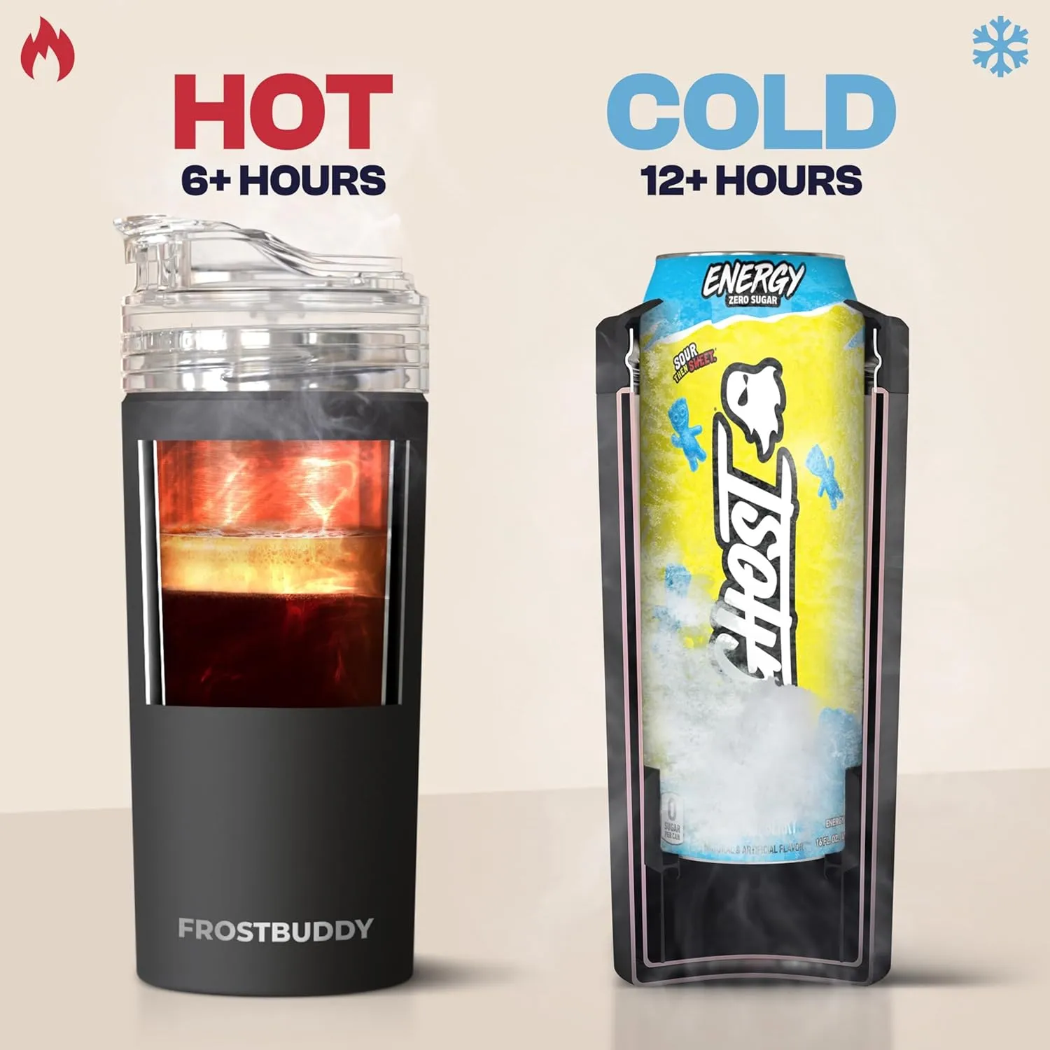 Universal Buddy XL Can Cooler by Frost Buddy - Fits 12-ounce, 16-ounce, 20-ounce, and 24-ounce Cans and Bottles - Keep Your Drinks Refreshingly Chilled for over 12 hours (Dark Night)