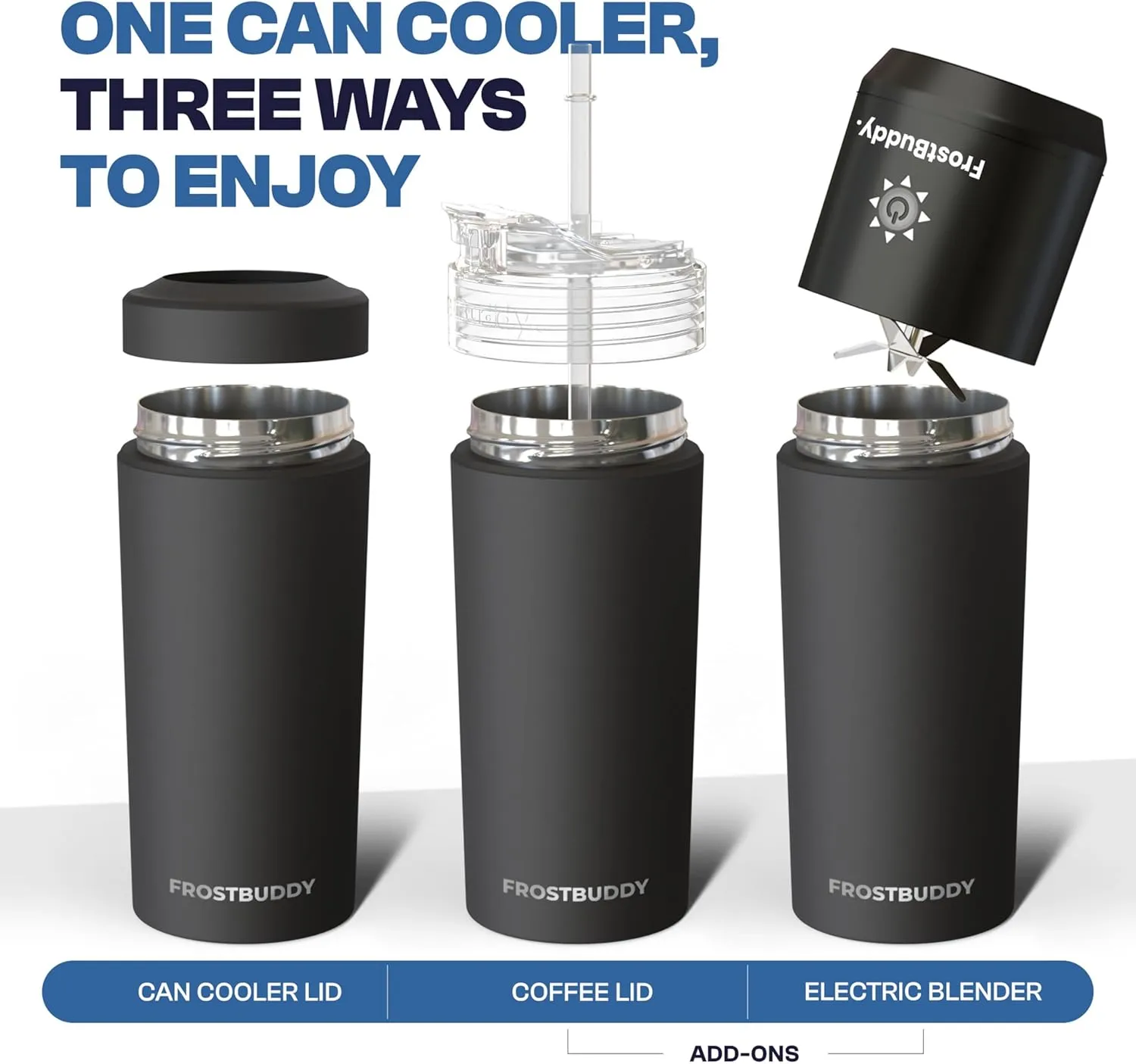 Universal Buddy XL Can Cooler by Frost Buddy - Fits 12-ounce, 16-ounce, 20-ounce, and 24-ounce Cans and Bottles - Keep Your Drinks Refreshingly Chilled for over 12 hours (Dark Night)