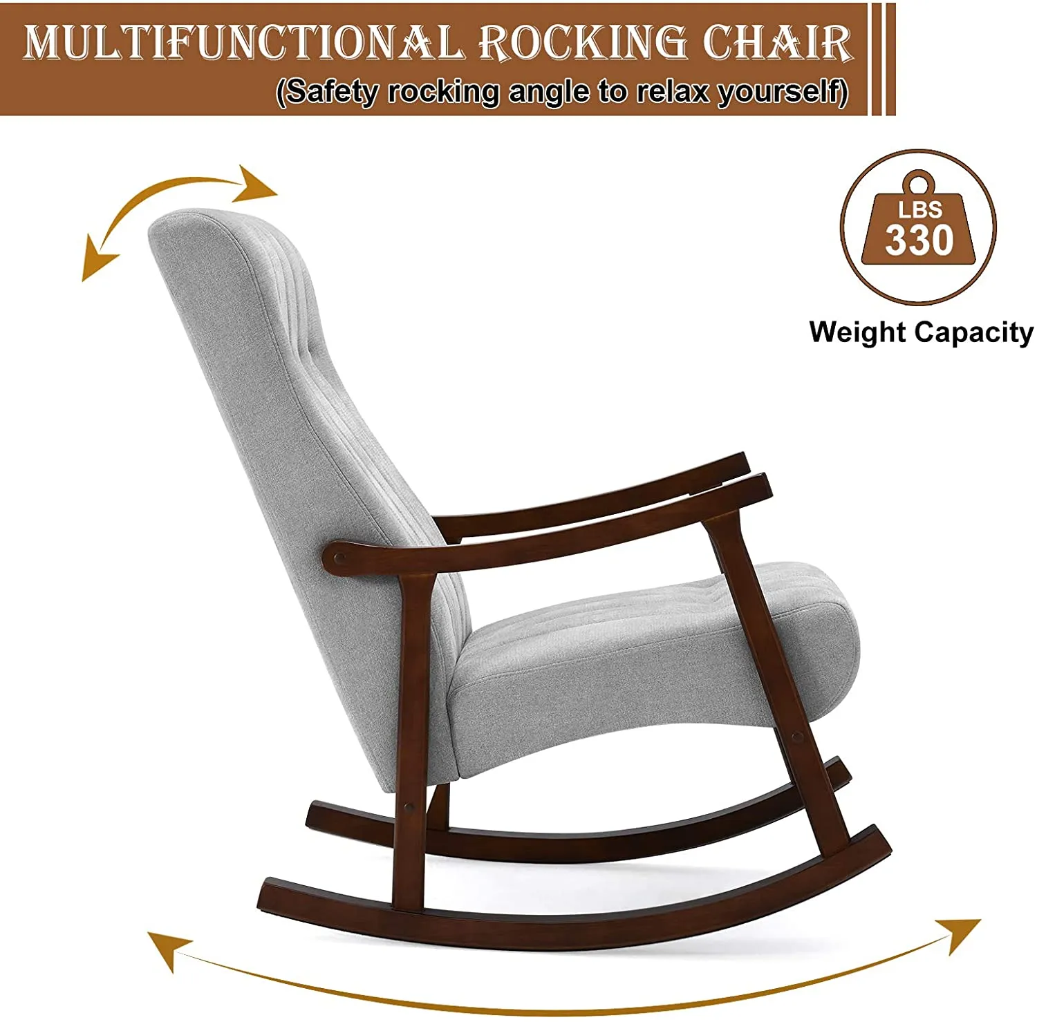 Upholstered Rocking Chair with Fabric Padded Seat