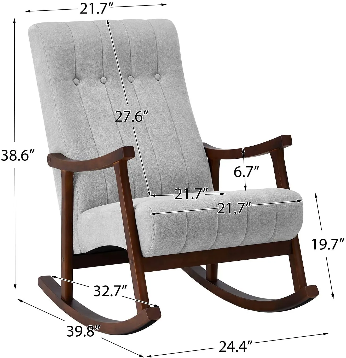 Upholstered Rocking Chair with Fabric Padded Seat