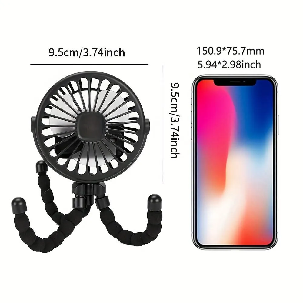 USB Charging Mini Fan with Octopus Tripod – Portable