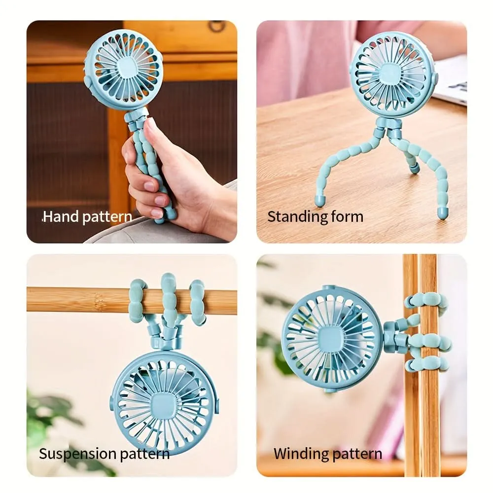 USB Charging Mini Fan with Octopus Tripod – Portable