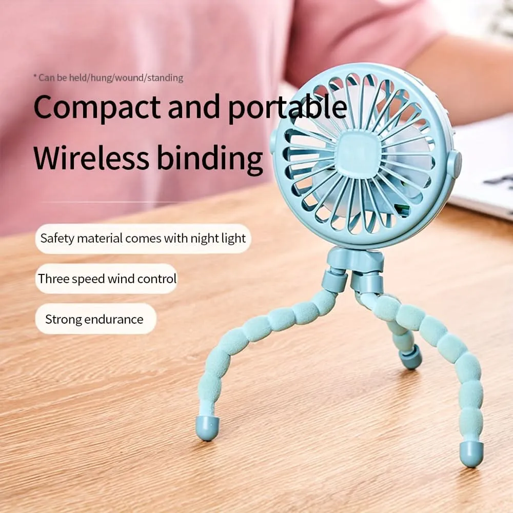 USB Charging Mini Fan with Octopus Tripod – Portable