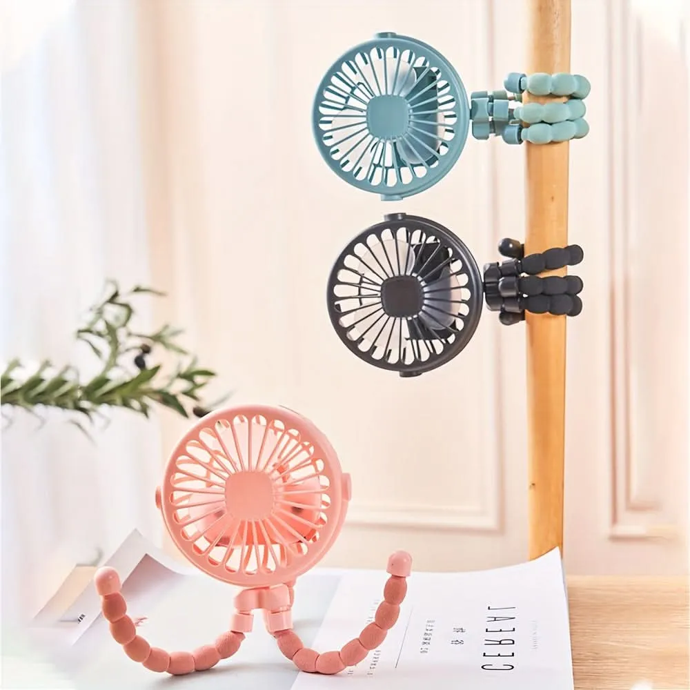 USB Charging Mini Fan with Octopus Tripod – Portable