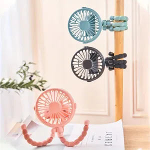 USB Charging Mini Fan with Octopus Tripod – Portable