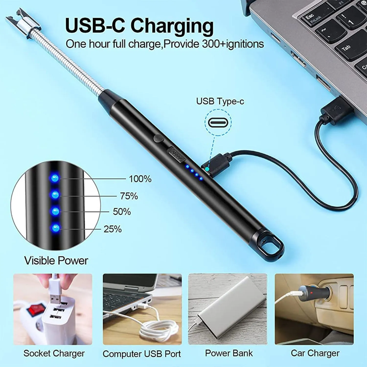 USB Rechargeable Long Flexible Electric Arc Flameless Lighter