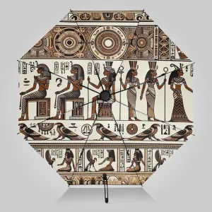 UV Blocking Automatic Open Umbrella Egyptian-horus-ra-falcon Portable Travel Folding Umbrellas with Cover Bag