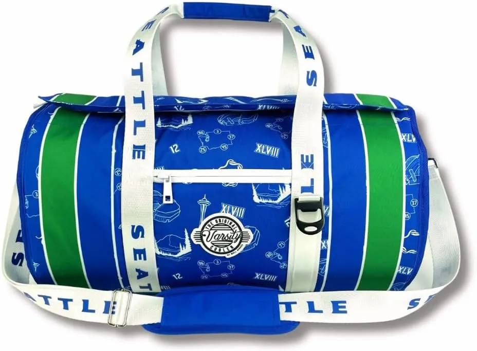 Varsity Cooler Seattle Travel Party Duffel & Cooler – 30 Can Leakproof Insulated Tote Bag, Waterproof Soft compartment for Tailgating, Golf, Beach, Carry-On Luggage & Outdoor Sports
