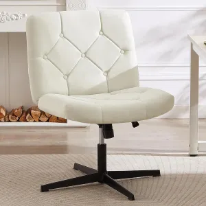 VECELO Criss Cross Armless Office Desk Chair No Wheels Comfy Wide Fabric Padded