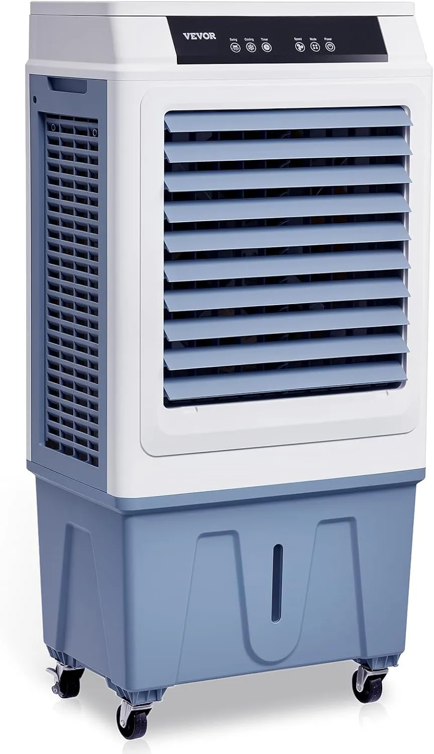 VEVOR Evaporative Air Cooler, 3100 CFM with 9 Gallon Water Tank Swamp Cooler, Portable Cooling Fan with Remote Control, 12H Timer, 4 Ice Boxes, Quiet Operation, 3 Wind Speeds for Outdoor Indoor Use