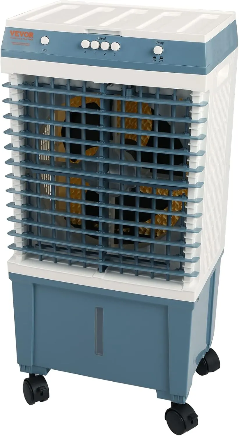 VEVOR Evaporative Air Cooler,100W 1400CFM Swamp Cooler with 5 Gallon Water Tank,Humidifying,3 Modes & Speeds Portable 3-IN-1 Cooling Fan,Energy-Saved Air Cooler for 550 Sq.Ft Indoor or Outdoor