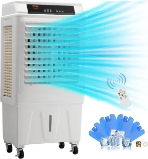 VEVOR Evaporative Air Cooler,120W 3100CFM Swamp Cooler with 9 Gal Water Tank,12H Timer,3 Modes & Speeds and Humidifying Portable 3-IN-1 Cooling Fan,Remote Control,Use for 950 Sq.Ft Indoor or Outdoor