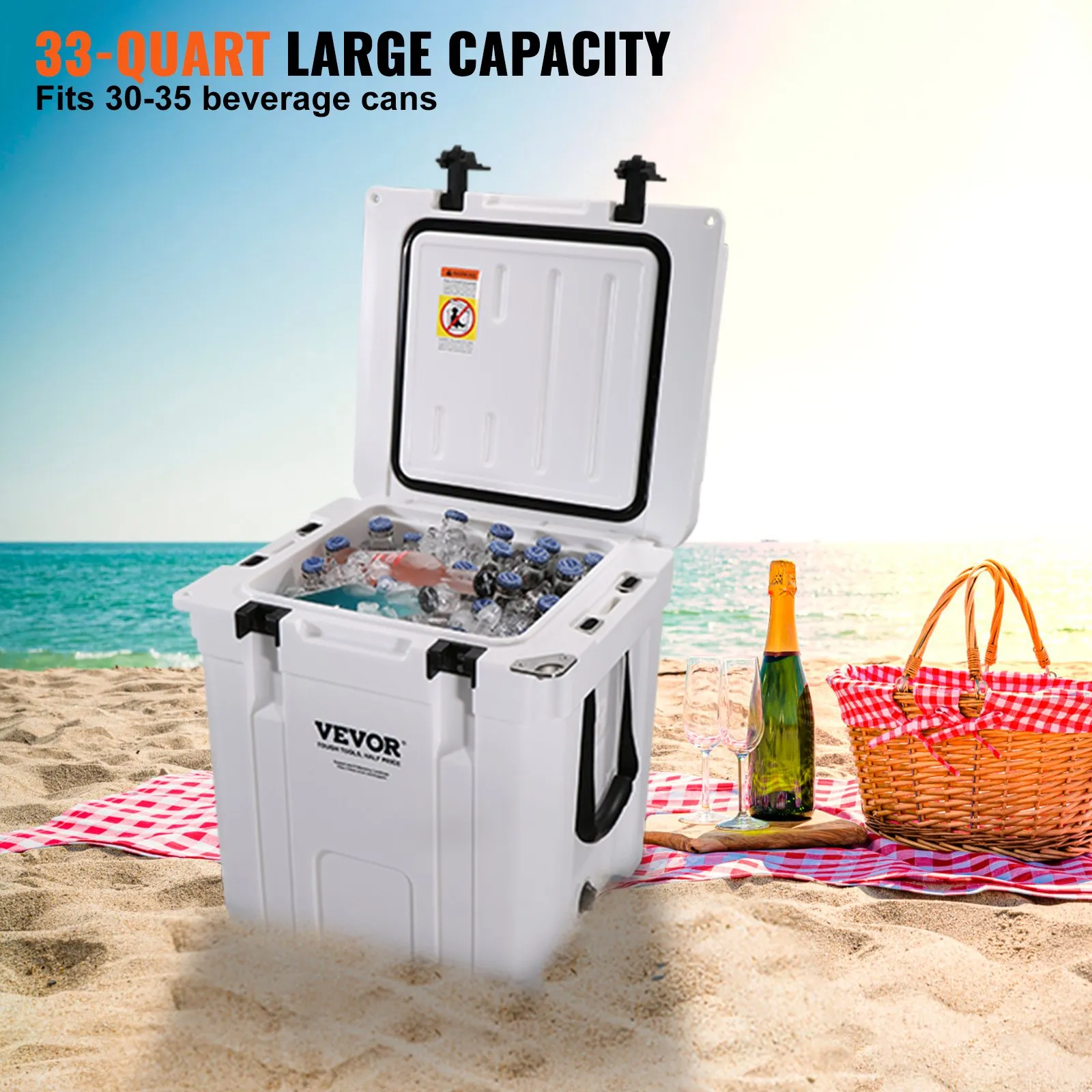 VEVOR Insulated Portable Cooler - Keep Your Beverages Ice Cold for Days