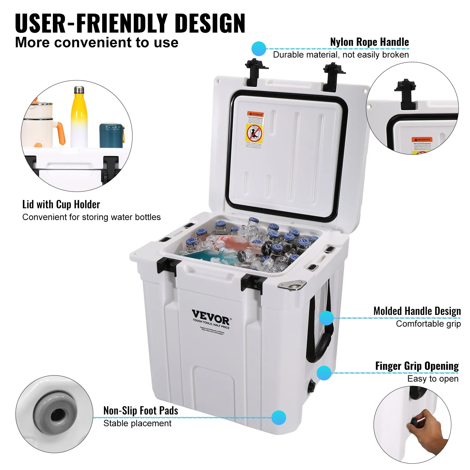 VEVOR Insulated Portable Cooler - Keep Your Beverages Ice Cold for Days