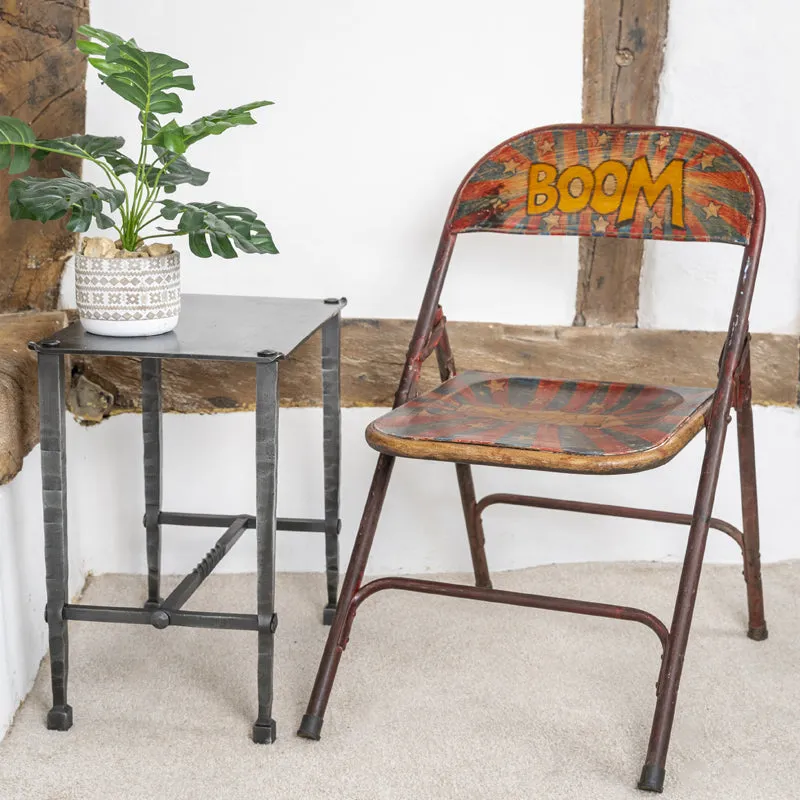 Vintage Folding Chair Hand Painted Industrial Style