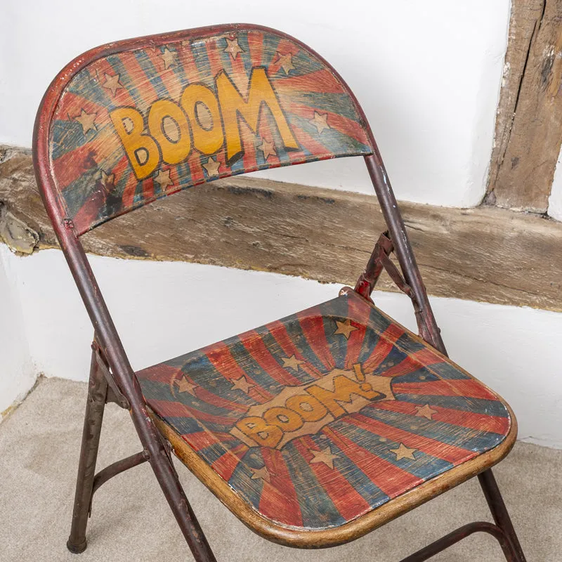 Vintage Folding Chair Hand Painted Industrial Style