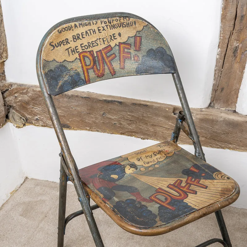 Vintage Folding Chair Hand Painted Industrial Style