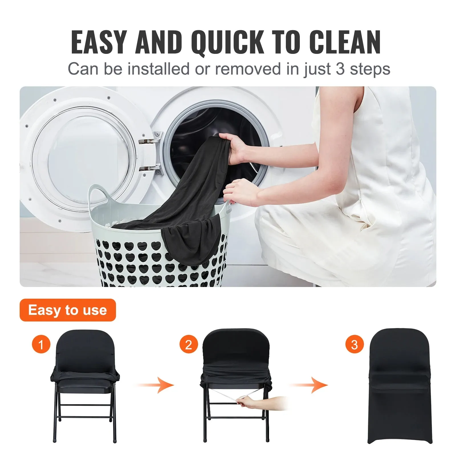 Washable Removable Protective Stretch Spandex Folding Chair Covers
